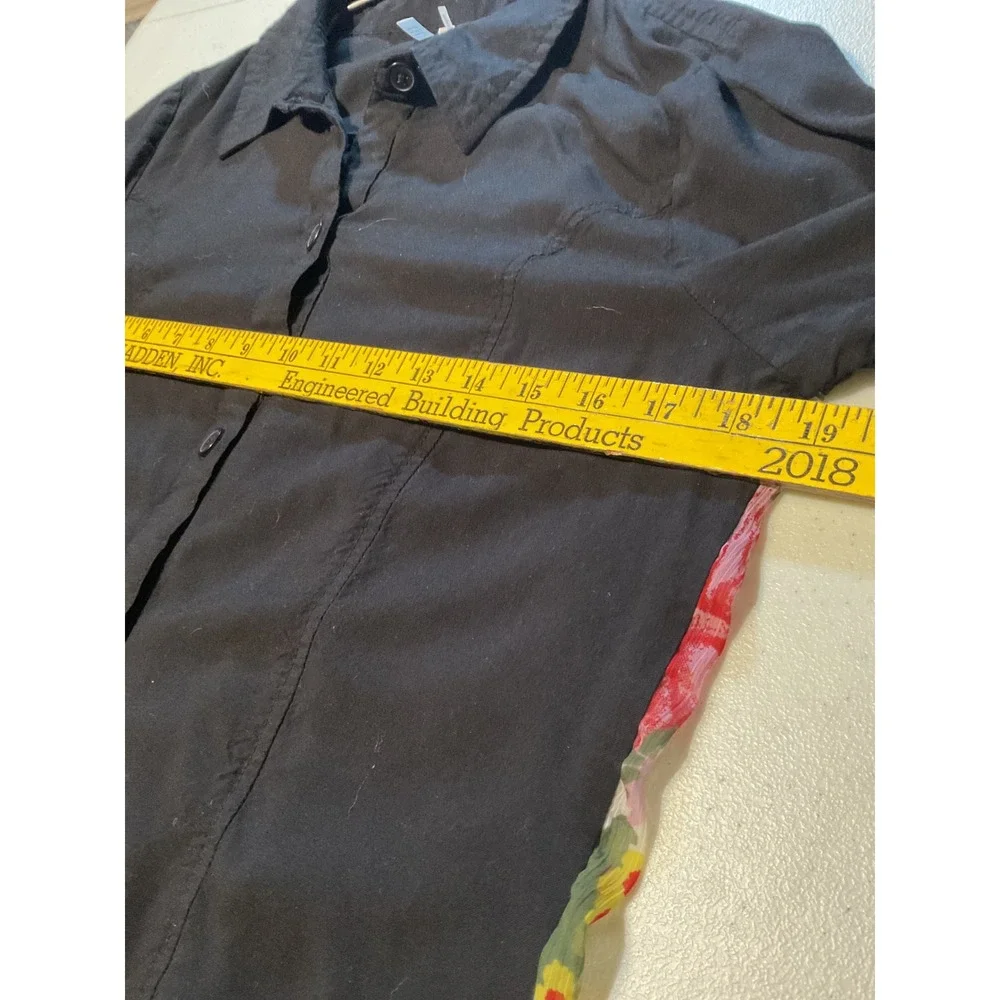 Kaktus Womens Black Button Front Layered Floral Shirt M - Picture 9 of 9
